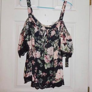 Floral Cold Shoulder Blouse